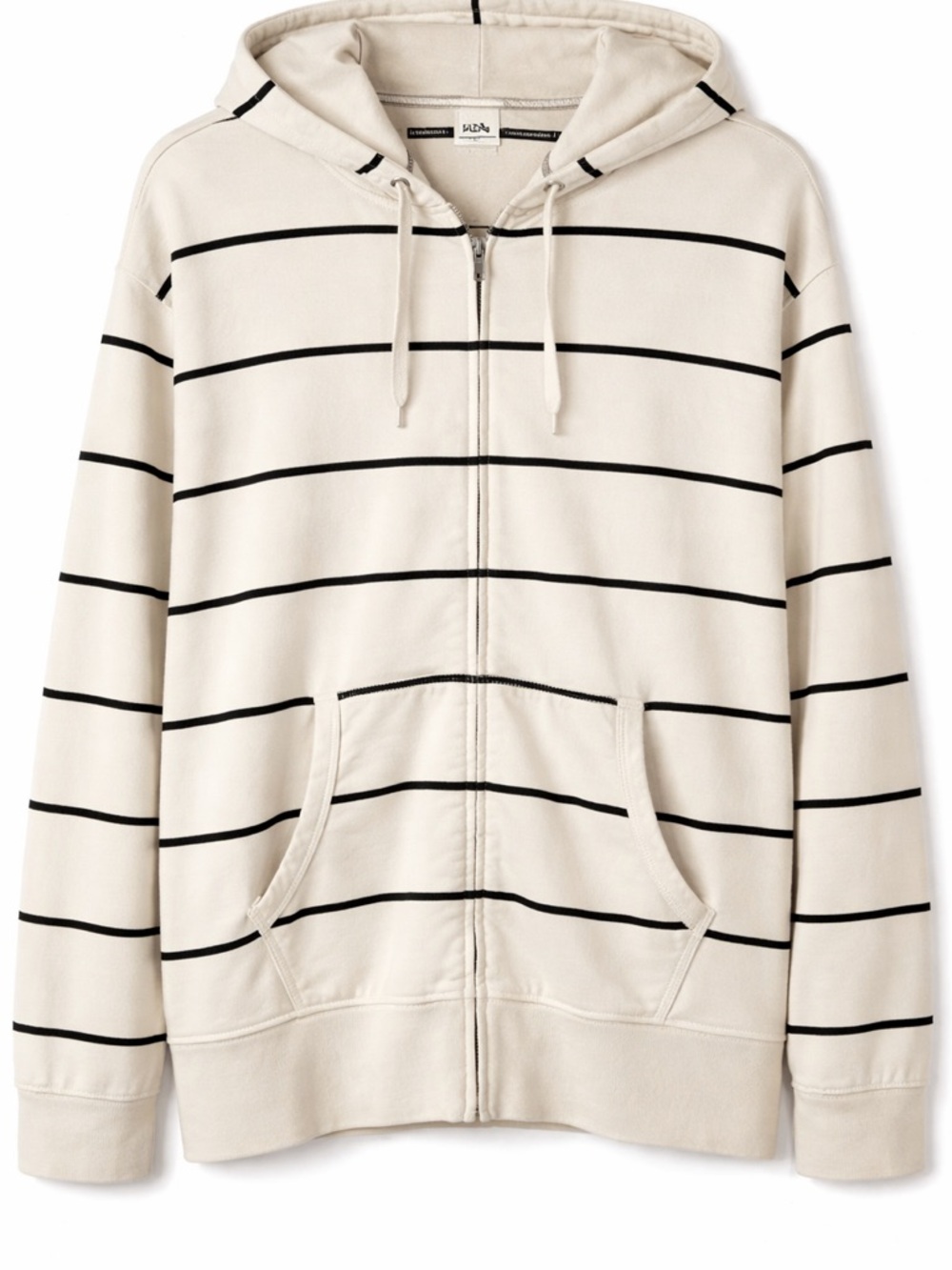 Nevada Men’s Cream Zip-Up Hoodie with Black Stripes